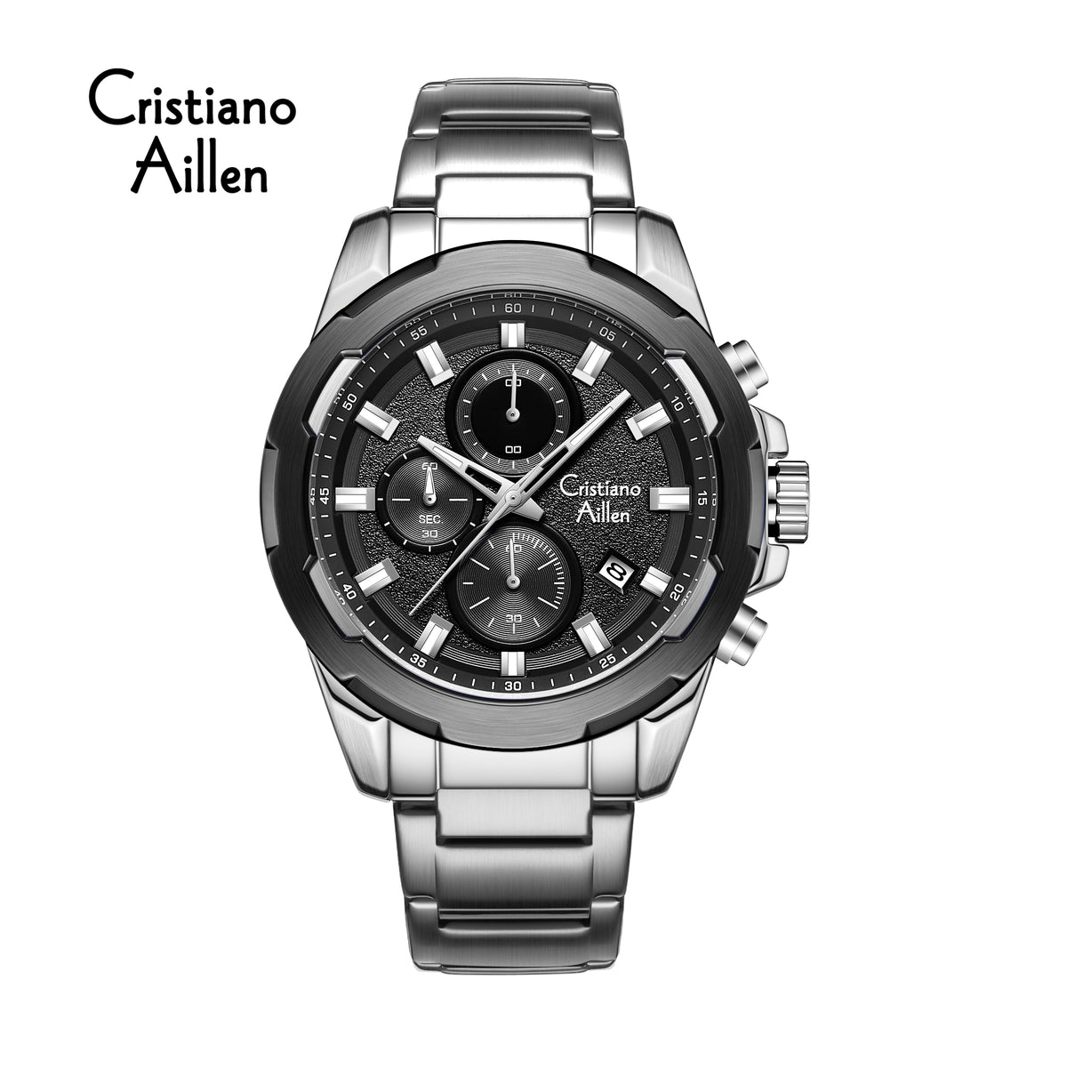 CA-8888 47mm Chronograph Watch - Silver Black