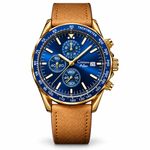 CA-1028 Leather Chronograph Watch - Blue