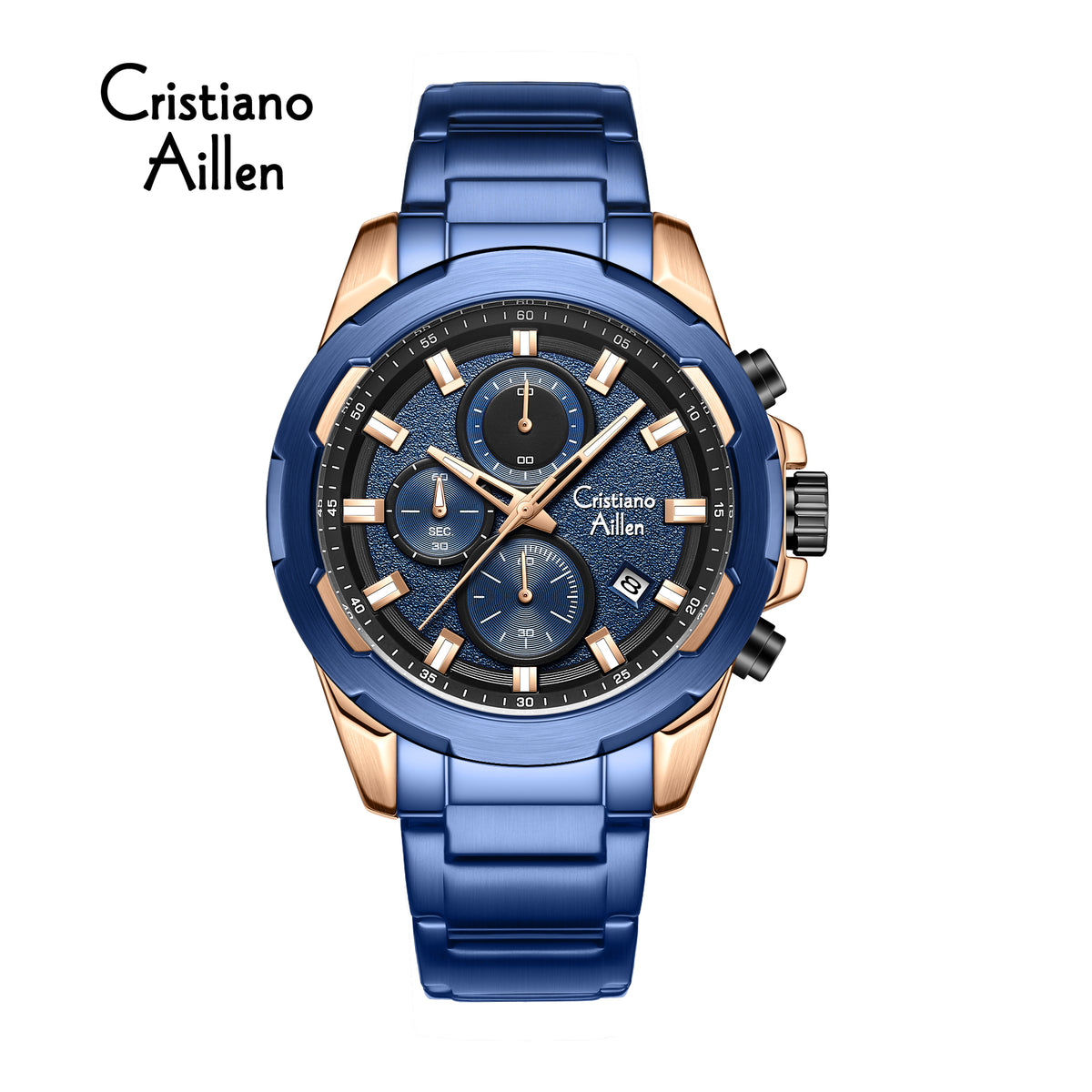 CA-8888 47mm Chronograph Watch - Blue Rose Gold