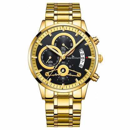 KnT-1025 Moonphase Chronograph Watch - Black Gold