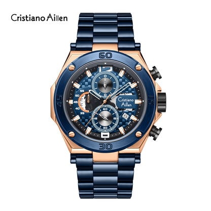 CA-9839 Chronograph Watch - Blue Rose Gold