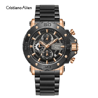 CA-9841 Chronograph Watch - Black Rose Gold