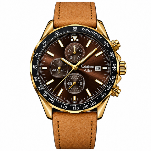 CA-1028 Leather Chronograph Watch - Brown