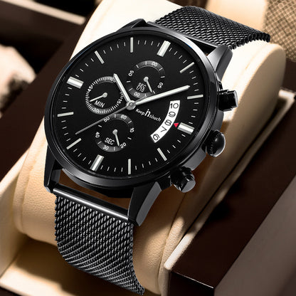 KnT-1024 Mesh Classic Watch - Black-Blue