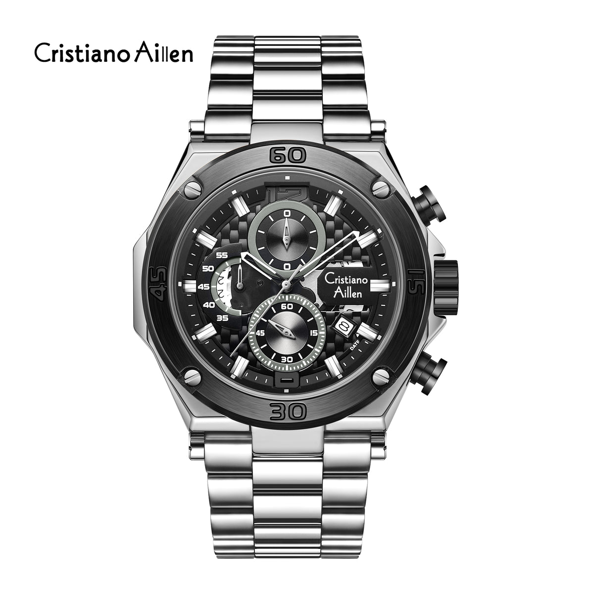 CA-9839 Chronograph Watch - Silver Black
