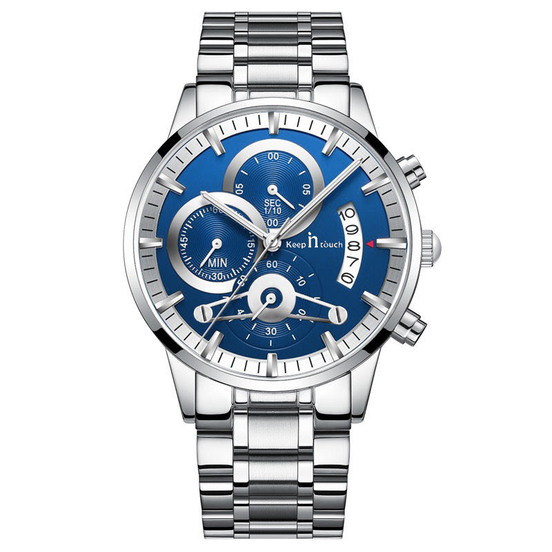 KnT-1025 Moonphase Chronograph Watch - Silver Blue