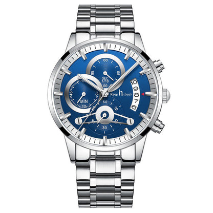 KnT-1025 Moonphase Chronograph Watch - Silver Blue