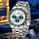 KnT-1027 Tachymeter Chronograph Watch - Silver Gold Silver Blue