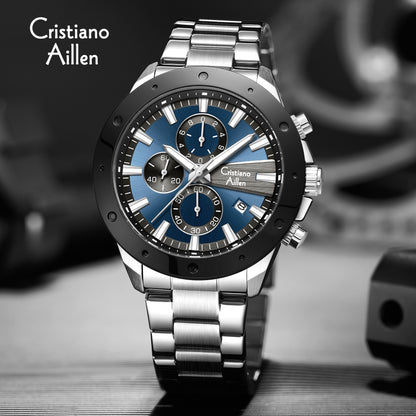 CA-8897 Chronograph Watch - Silver Blue