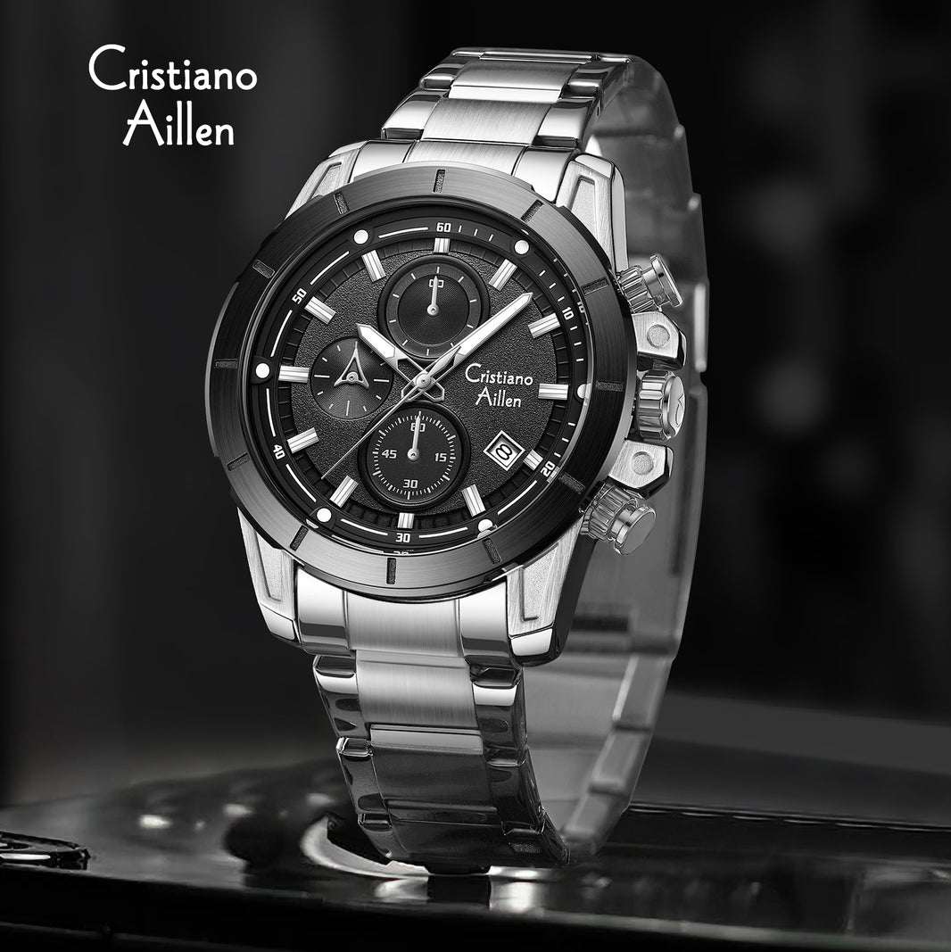 CA-8893 Multifunction Chronograph Watch - Silver Black - Silver Black