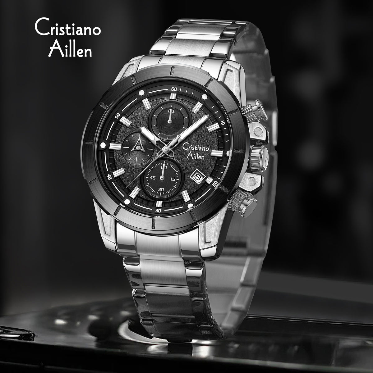 CA-8893 Multifunction Chronograph Watch - Silver Black