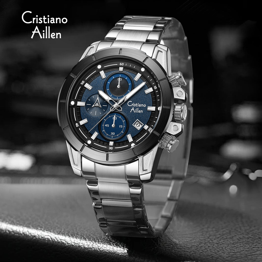 CA-8893 Multifunction Chronograph Watch - Silver Blue - Silver Blue
