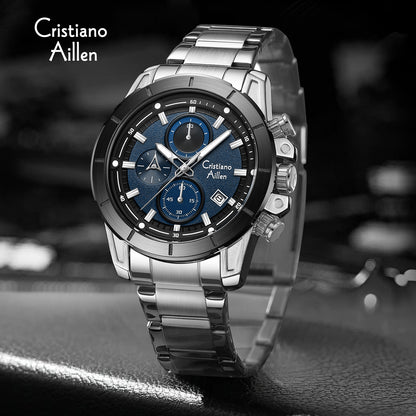CA-8893 Multifunction Chronograph Watch - Silver Blue