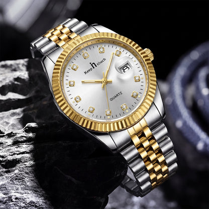 KnT-6619 Royal Prestige Watch - Silver Gold White