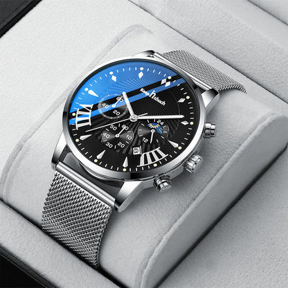 KnT-1021 Mesh Strap Watch - Silver Black