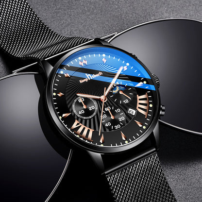 KnT-1021 Mesh Strap Watch - Black-Blue