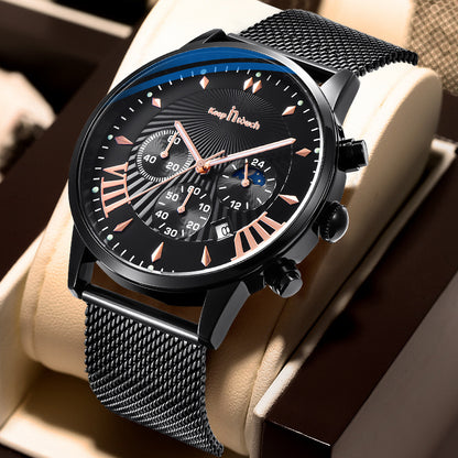 KnT-1021 Mesh Strap Watch - Black-Blue