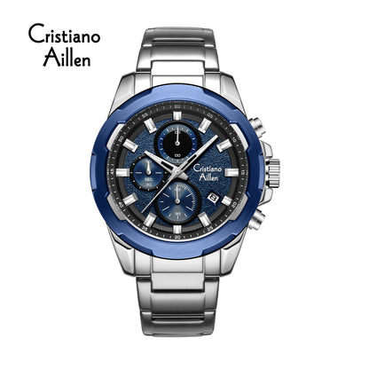 CA-8888 47mm Chronograph Watch - Silver Blue
