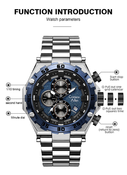 CA-9840 Chronograph Watch - Silver blue