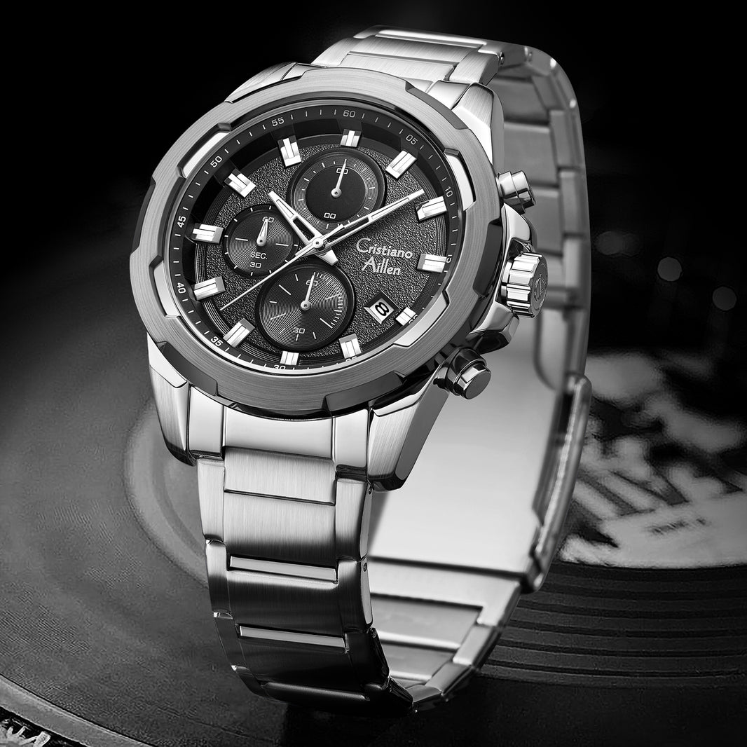CA-8888 47mm Chronograph Watch - Silver Black - Silver Black