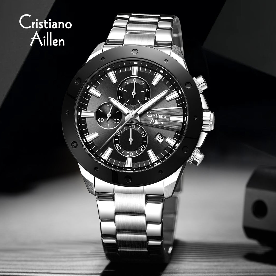 CA-8897 Chronograph Watch - Silver Black - Silver Black