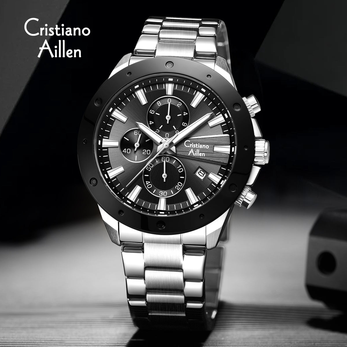 CA-8897 Chronograph Watch - Silver Black
