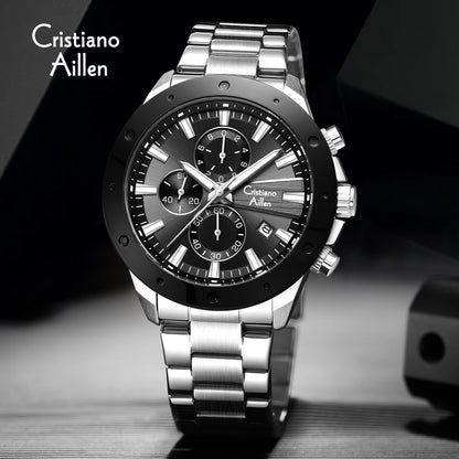CA-8897 Chronograph Watch - Silver Black