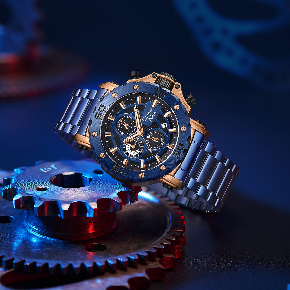CA-9841 Chronograph Watch - Blue Rose Gold