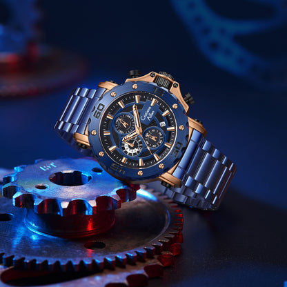 CA-9841 Chronograph Watch - Blue Rose Gold