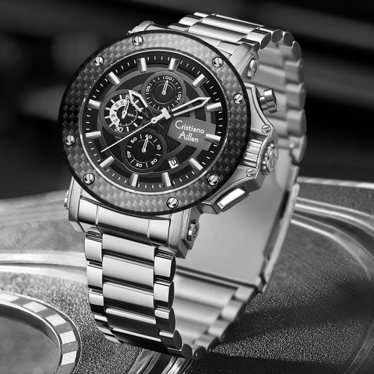 CA-9842 Chronograph Watch - Silver Black