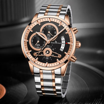 KnT-1025 Moonphase Chronograph Watch - Black