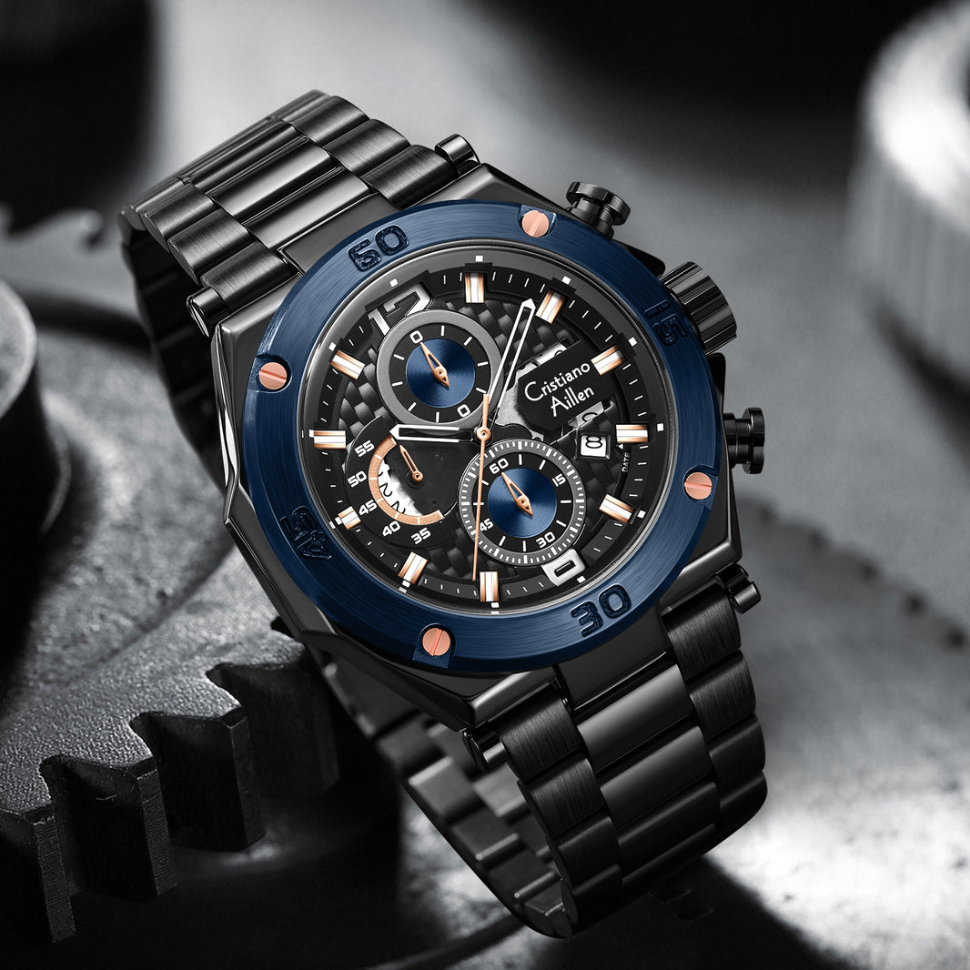 CA-9839 Chronograph Watch - Black Blue - Black Blue