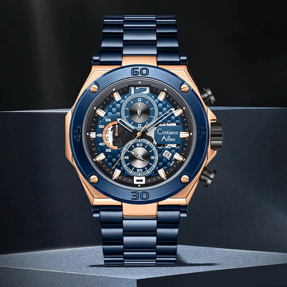 CA-9839 Chronograph Watch - Blue Rose Gold