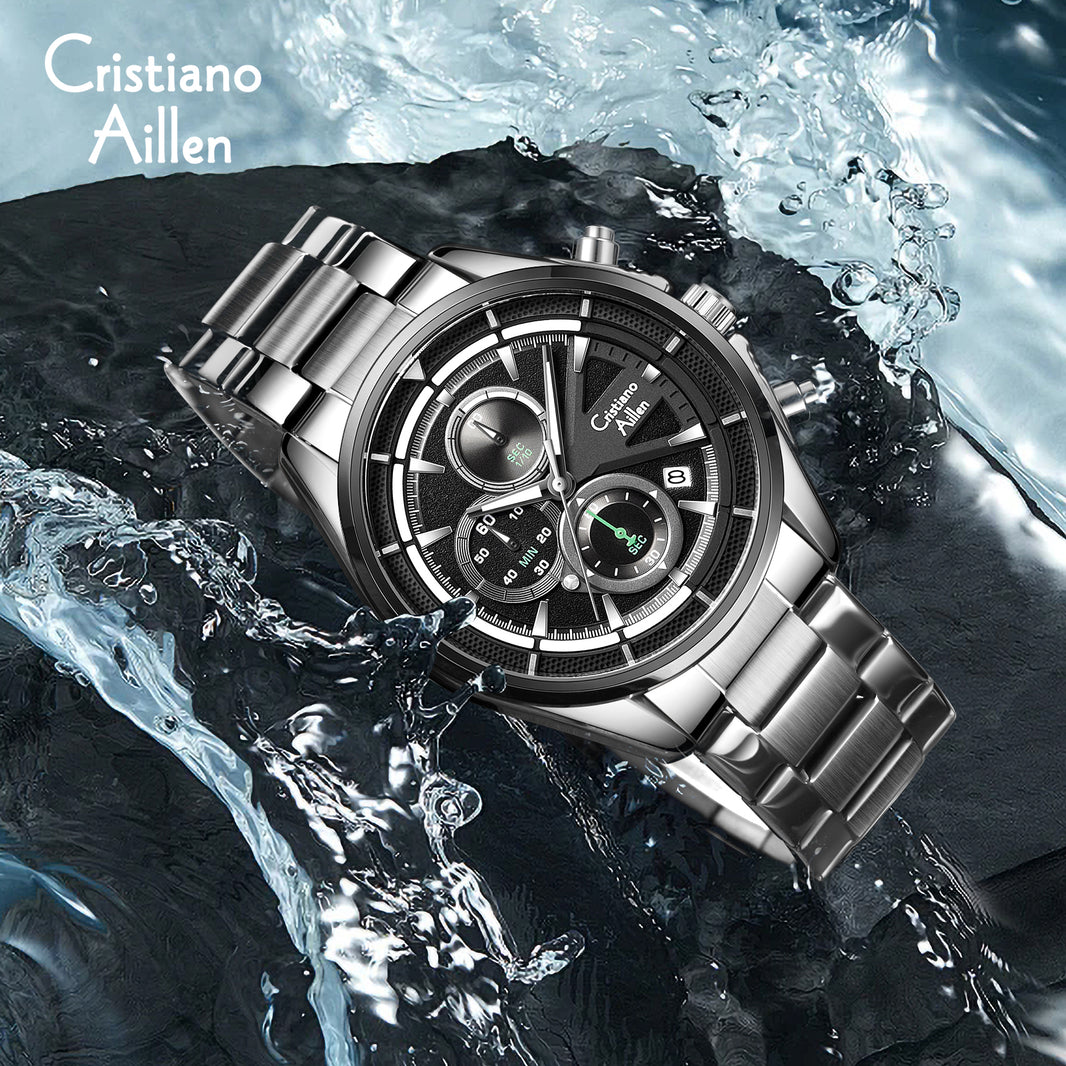 CA-8890 Multifunction Analog Watch - Silver Black - Silver Black
