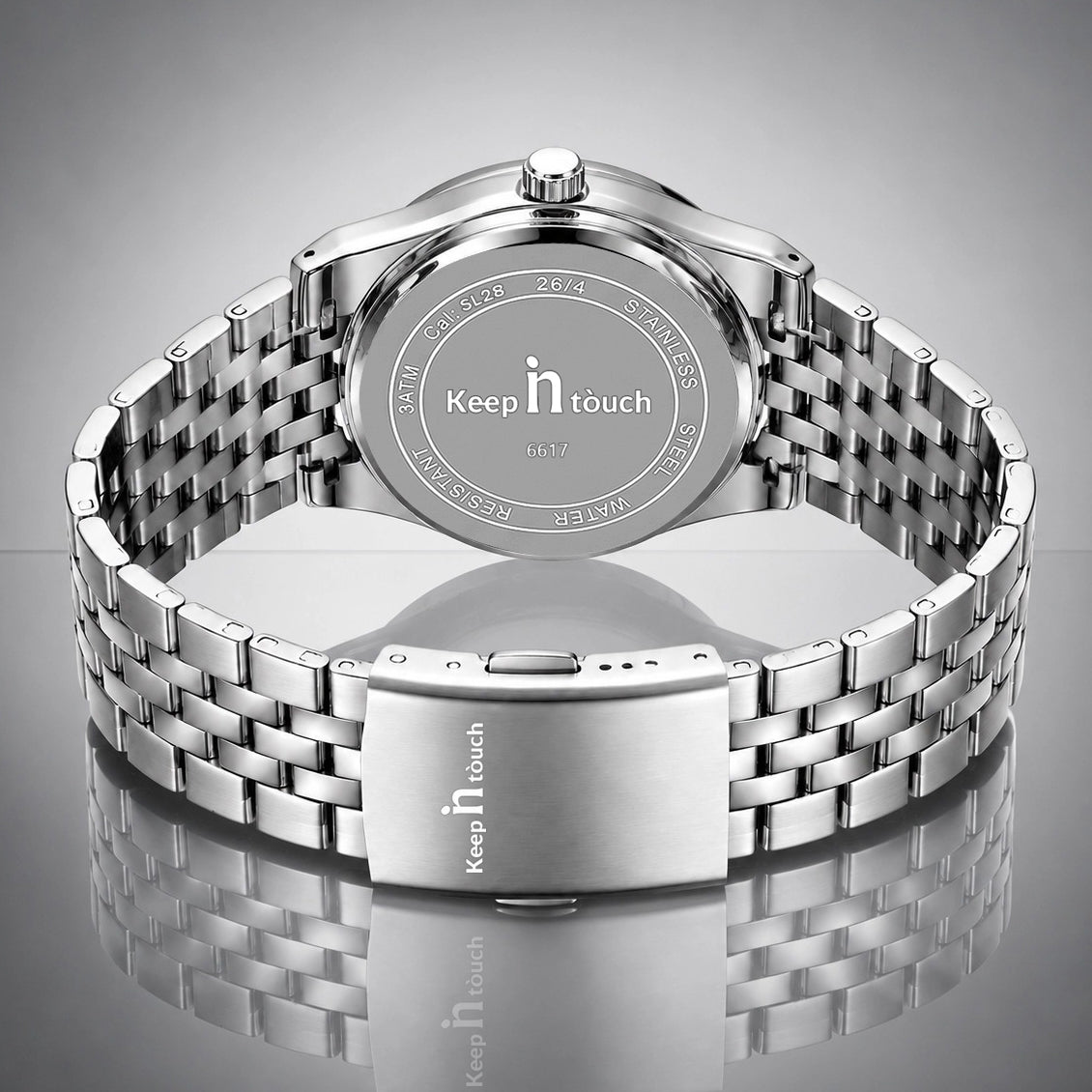 KnT-6617 Silver Black Watch - Silver