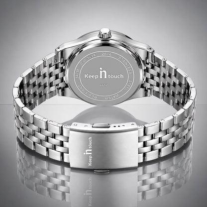 KnT-6617 Silver Black Watch - Silver