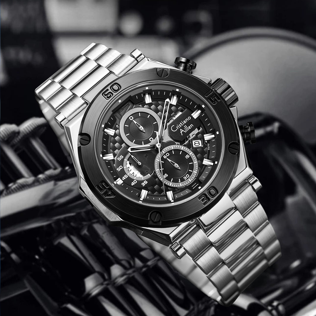 CA-9839 Chronograph Watch - Silver Black - Silver Black