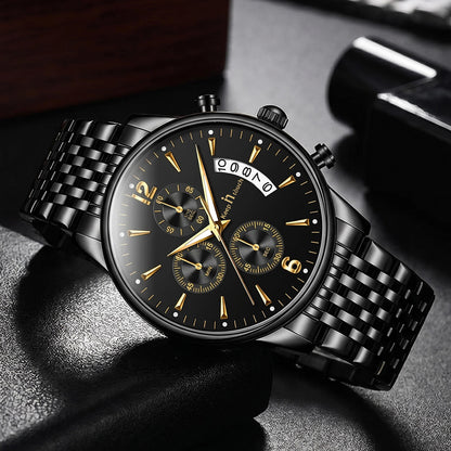 KnT-1020 Steel Chronograph Watch - Black-Blue