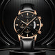 KnT-1023 Leather Chronograph Watch - Black Rose Gold Black