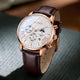 KnT-1022 Leather Chronograph Watch - Brown Rose Gold Silver