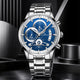KnT-1025 Moonphase Chronograph Watch - Silver Blue