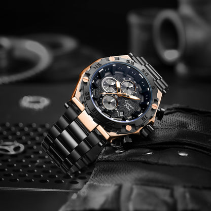 CA-9840 Chronograph Watch - Rose Gold Black