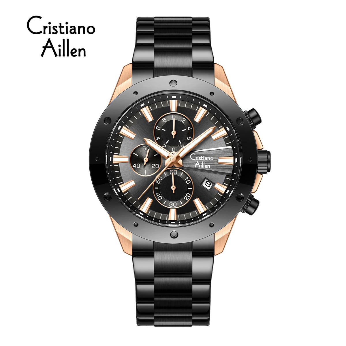 CA-8897 Chronograph Watch - Black Rose Gold