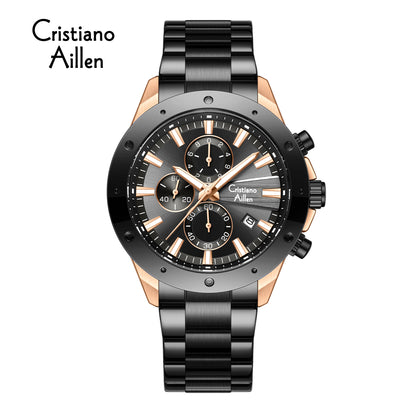 CA-8897 Chronograph Watch - Black Rose Gold