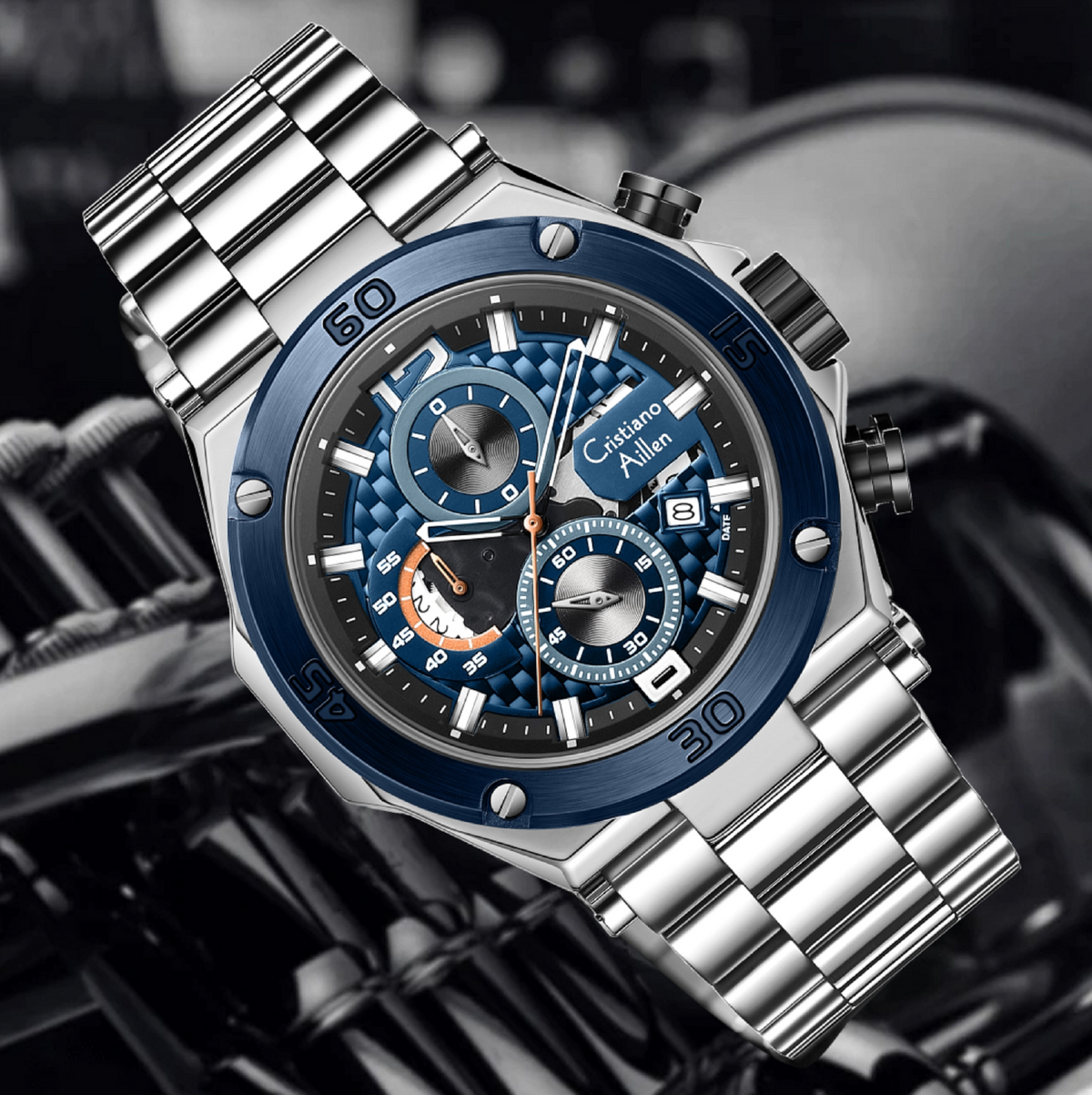 CA-9839 Chronograph Watch - Silver blue