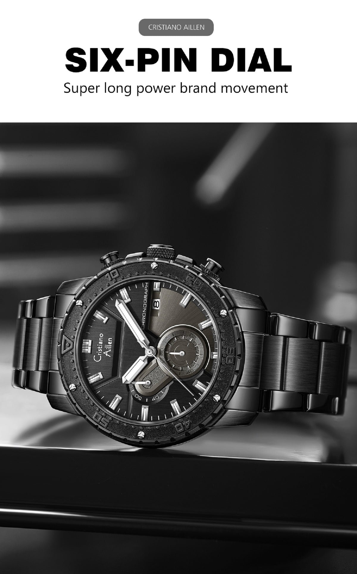 CA-8900 Chronograph Watch - Black-Blue