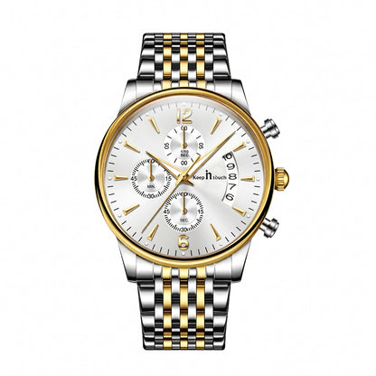KnT-1020 Steel Chronograph Watch - Silver Gold White