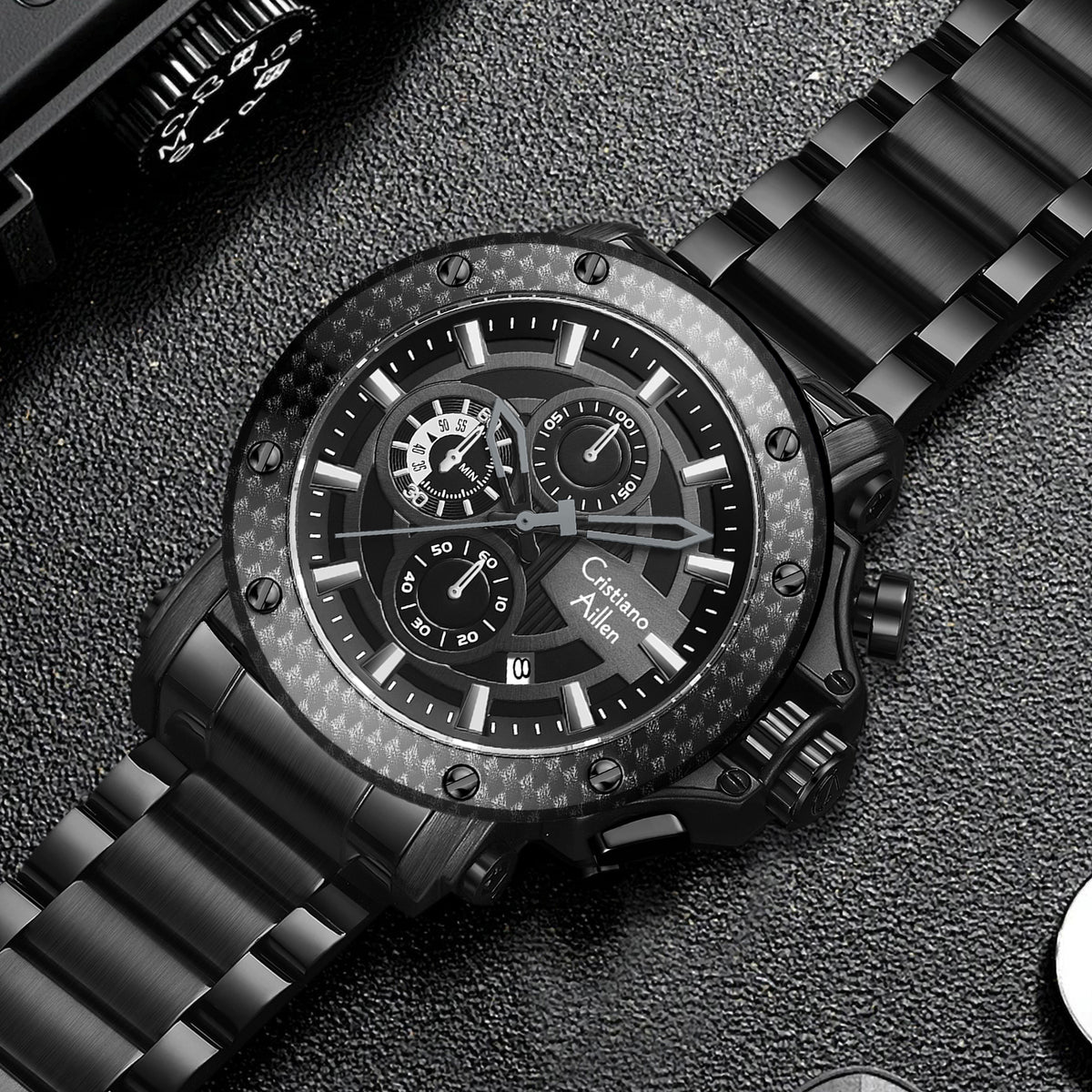 CA-9842 Chronograph Watch - Black-Blue