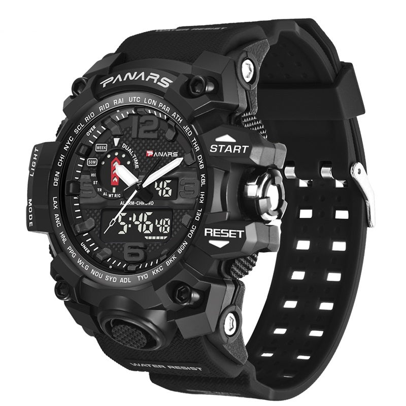 PANARS PNRS-8202 Black Blue dual time sports watch for men - sports watch detail