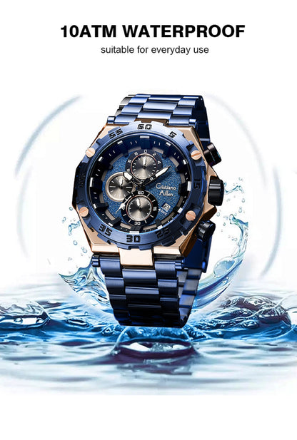 CA-9840 Chronograph Watch - Blue Rose Gold